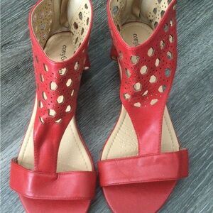 NWT Brand New Woven Wedge Sandals Red Size 11WW